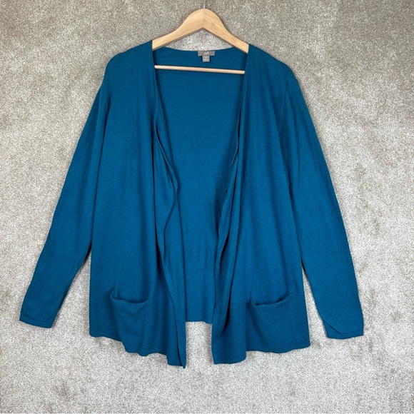 J Jill Cardigan Womens Small Blue Cotton Blend Long Sleeve Stretch- 9287* - Picture 1 of 12